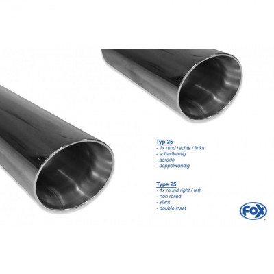 Silencieux arrière duplex inox 1x100mm type 25 pour JAGUAR XE