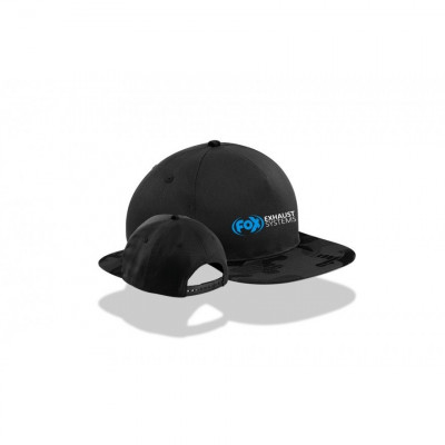 Black/camouflage FOX Snapback Cap with Blue/White Logo