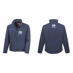 Veste "Softshell" FOX de couleur bleue avec logo blanc