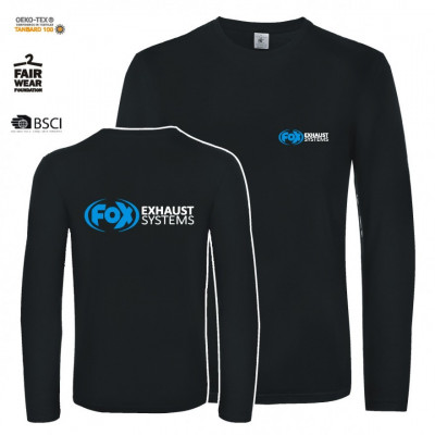 Black FOX long-sleeved T-shirt with blue/white logo