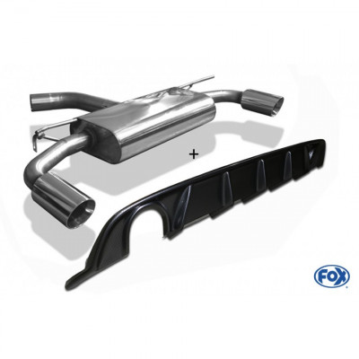 Pack diffuseur noir brillant Rieger Tuning + Silencieux arrière inox 1x100mm type 25 pour VOLKSWAGEN GOLF MK7 Facelift