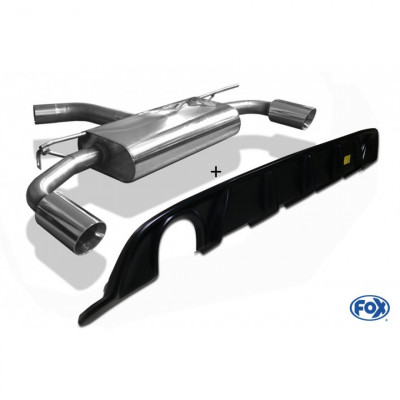 Pack diffuseur noir brillant Rieger Tuning + Silencieux arrière inox 1x114mm type 25 pour VOLKSWAGEN GOLF MK7 Facelift