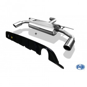 Pack diffuseur noir Rieger Tuning + Silencieux arrière duplex inox 1x100mm type 16 pour VOLKSWAGEN GOLF MK7 Facelift