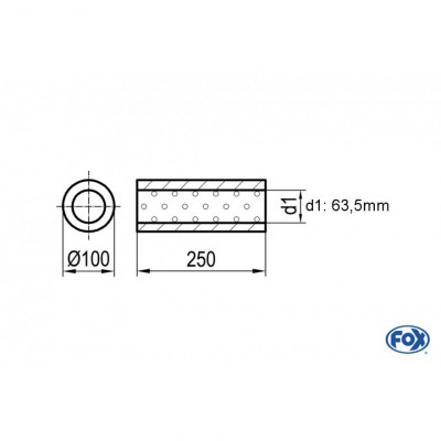 Silencieux universels type 314 en inox / Ø100mm / d1 Ø63.5mm / longueur 250mm