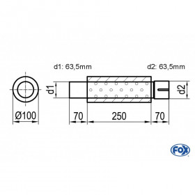 Silent stainless steel rear 1x135x80mm type 53 for OPEL VECTRA A (COFFRE)