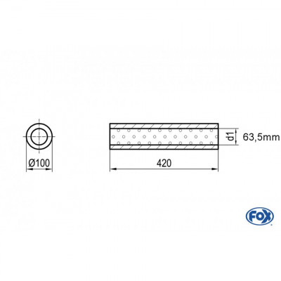 Silencieux universels type 314 en inox / Ø100mm / d1 Ø63.5mm / longueur 420mm