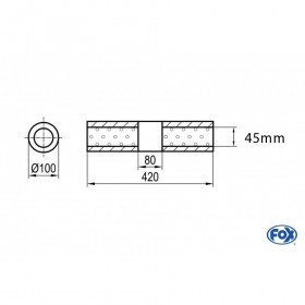 Silent stainless steel rear 1x135x80mm type 53 for OPEL VECTRA A (COFFRE)