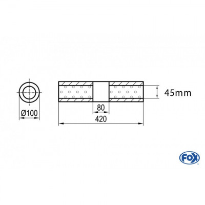 Silencieux universel type 314 en inox / Ø100mm / d1 Ø45mm / longueur 420mm