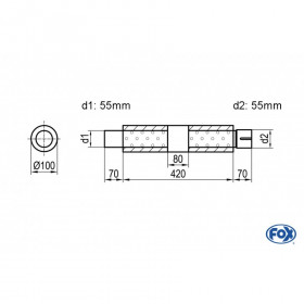 Silent stainless steel rear 1x135x80mm type 53 for OPEL VECTRA A (COFFRE)
