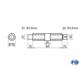 Silent stainless steel rear 1x135x80mm type 53 for OPEL VECTRA A (COFFRE)