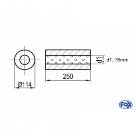 Silent stainless steel rear 1x135x80mm type 53 for OPEL VECTRA A (COFFRE)