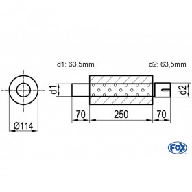 Silent stainless steel rear 1x135x80mm type 53 for OPEL VECTRA A (COFFRE)