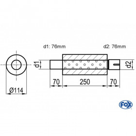 Silent stainless steel rear 1x135x80mm type 53 for OPEL VECTRA A (COFFRE)