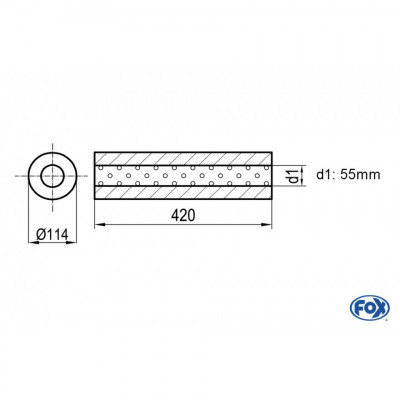 Silencieux universel type 355 en inox / Ø114mm / d1 Ø55mm / longueur 420mm