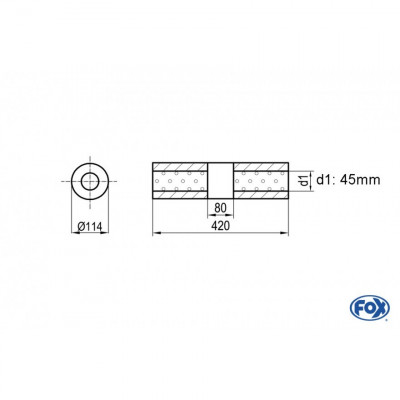 Silent stainless steel rear 1x135x80mm type 53 for OPEL VECTRA A (COFFRE)