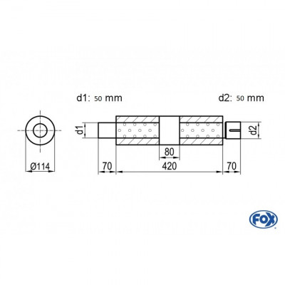 Silent stainless steel rear 1x135x80mm type 53 for OPEL VECTRA A (COFFRE)