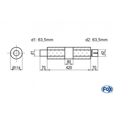 Silent stainless steel rear 1x135x80mm type 53 for OPEL VECTRA A (COFFRE)