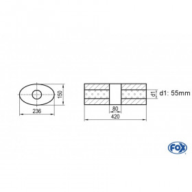 Silent stainless steel rear 1x135x80mm type 53 for OPEL VECTRA A (COFFRE)
