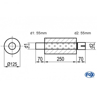 Silent stainless steel rear 1x135x80mm type 53 for OPEL VECTRA A (COFFRE)
