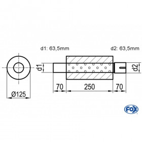 Silent stainless steel rear 1x135x80mm type 53 for OPEL VECTRA A (COFFRE)