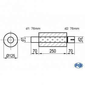 Silent stainless steel rear 1x135x80mm type 53 for OPEL VECTRA A (COFFRE)