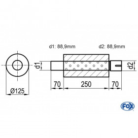 Silent stainless steel rear 1x135x80mm type 53 for OPEL VECTRA A (COFFRE)