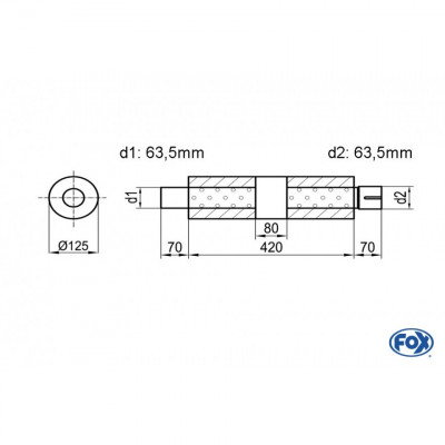 Silent stainless steel rear 1x135x80mm type 53 for OPEL VECTRA A (COFFRE)