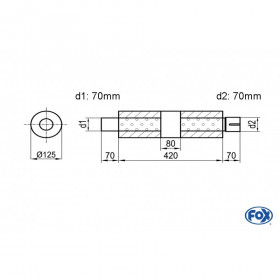 Silent stainless steel rear 1x135x80mm type 53 for OPEL VECTRA A (COFFRE)