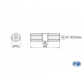 Silent stainless steel rear 1x135x80mm type 53 for OPEL VECTRA A (COFFRE)