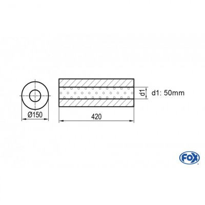 Silencieux universel type 466 en inox / Ø150mm / d1 Ø50mm / longueur 420mm