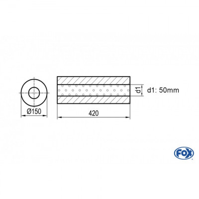 Silencieux universel type 466 en inox / Ø150mm / d1 Ø50mm / longueur 420mm