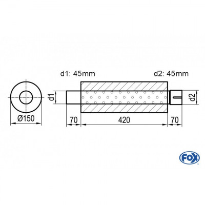 Silent stainless steel rear 1x135x80mm type 53 for OPEL VECTRA A (COFFRE)