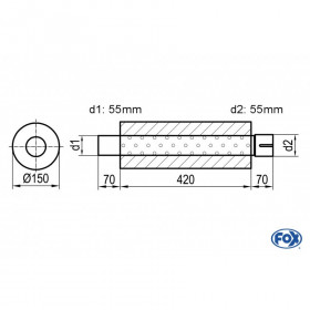 Silent stainless steel rear 1x135x80mm type 53 for OPEL VECTRA A (COFFRE)