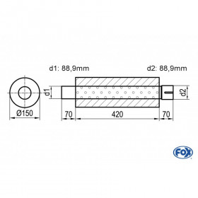 Silent stainless steel rear 1x135x80mm type 53 for OPEL VECTRA A (COFFRE)