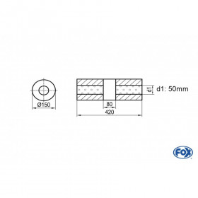 Silent stainless steel rear 1x135x80mm type 53 for OPEL VECTRA A (COFFRE)