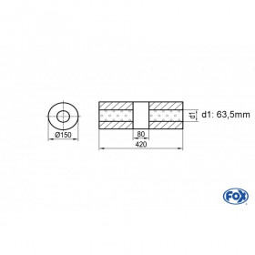 Silent stainless steel rear 1x135x80mm type 53 for OPEL VECTRA A (COFFRE)