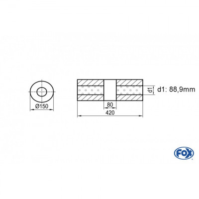 Silent stainless steel rear 1x135x80mm type 53 for OPEL VECTRA A (COFFRE)