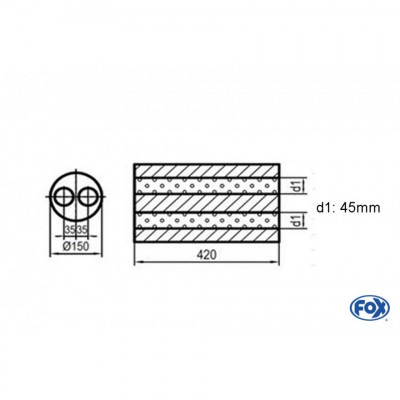 Silent stainless steel rear 1x135x80mm type 53 for OPEL VECTRA A (COFFRE)