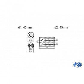 Silencieux universel type 466 en inox / Ø150mm / d1 Ø45mm / longueur 420mm