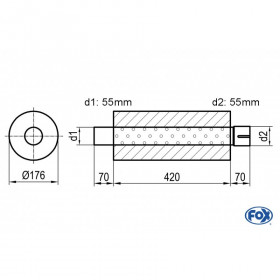Silent stainless steel rear 1x135x80mm type 53 for OPEL VECTRA A (COFFRE)