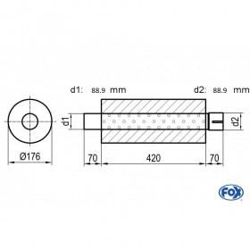 Silent stainless steel rear 1x135x80mm type 53 for OPEL VECTRA A (COFFRE)