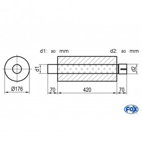 Silent stainless steel rear 1x135x80mm type 53 for OPEL VECTRA A (COFFRE)
