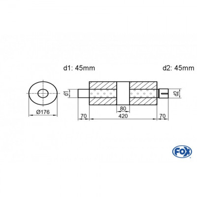 Silent stainless steel rear 1x135x80mm type 53 for OPEL VECTRA A (COFFRE)