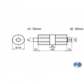 Silent stainless steel rear 1x135x80mm type 53 for OPEL VECTRA A (COFFRE)