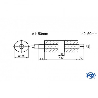 Silent stainless steel rear 1x135x80mm type 53 for OPEL VECTRA A (COFFRE)
