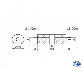 Silent stainless steel rear 1x135x80mm type 53 for OPEL VECTRA A (COFFRE)