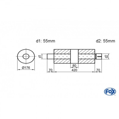 Silent stainless steel rear 1x135x80mm type 53 for OPEL VECTRA A (COFFRE)