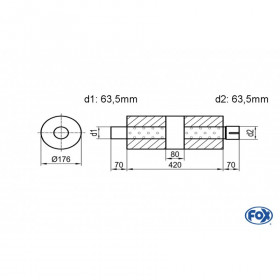 Silent stainless steel rear 1x135x80mm type 53 for OPEL VECTRA A (COFFRE)