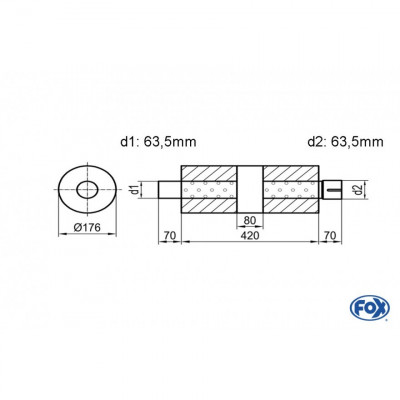 Silent stainless steel rear 1x135x80mm type 53 for OPEL VECTRA A (COFFRE)