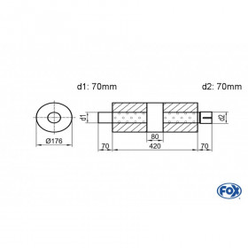 Silent stainless steel rear 1x135x80mm type 53 for OPEL VECTRA A (COFFRE)
